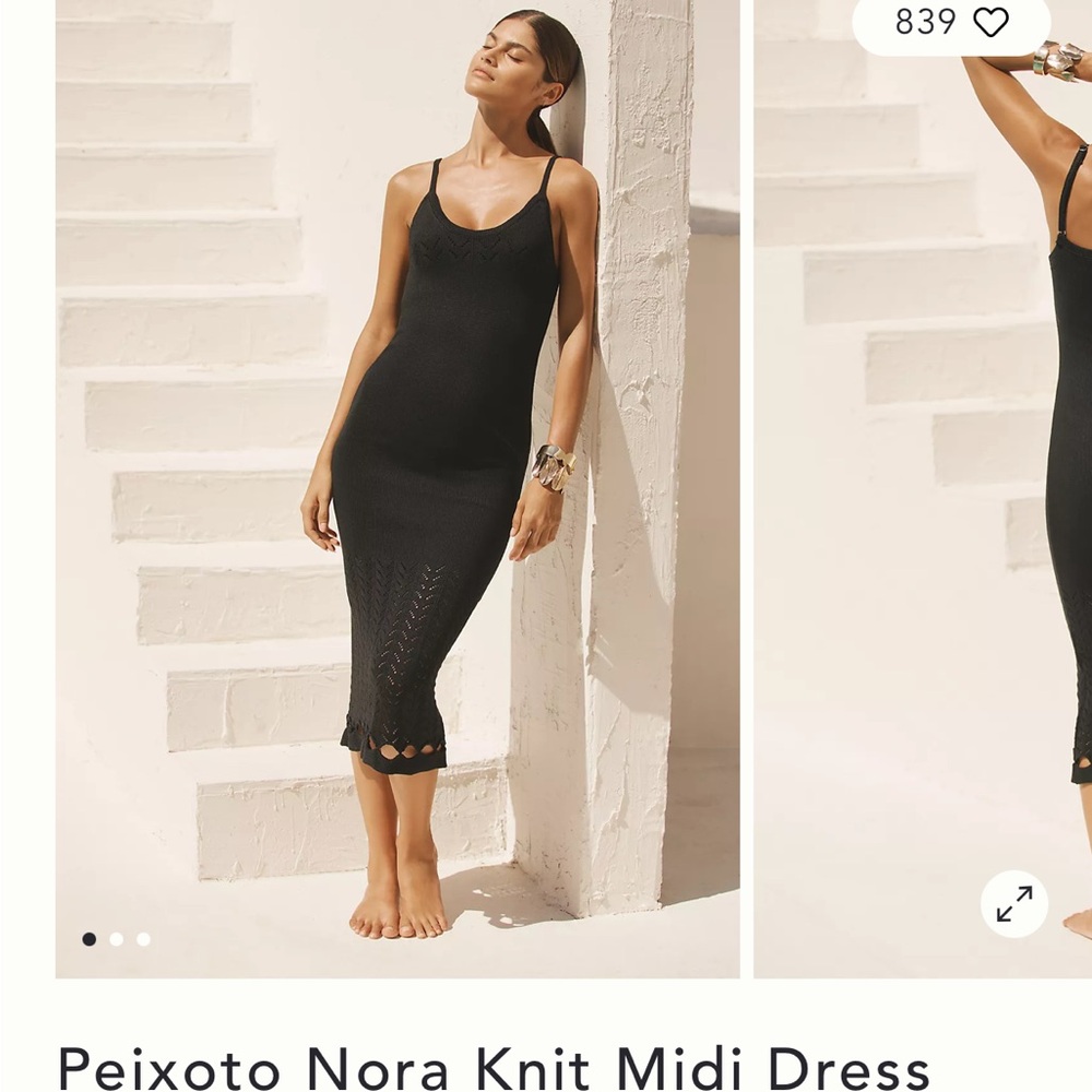 Peixoto Elegant Black Midi Dress